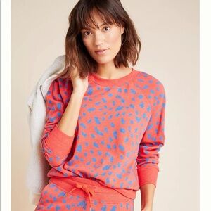 SUNDRY Abstract Dots Fitted Raglan Sweatshirt In Lighthouse